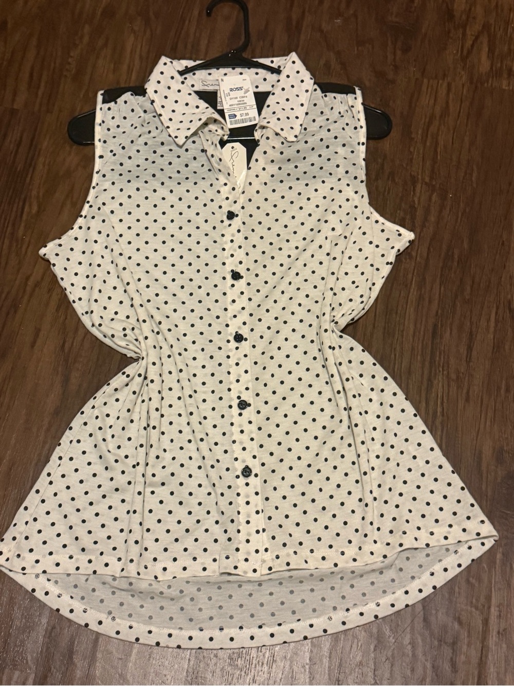 Women’s French Laundry White Sleeveless Polka Dot Button-Up Top Size L
